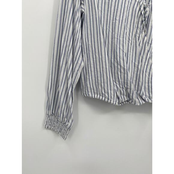 Hollister Blue White Stripe Long Sleeve Crop Wrap Top Medium NWT - Picture 3 of 9